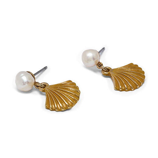 Faux pearl shell earrings